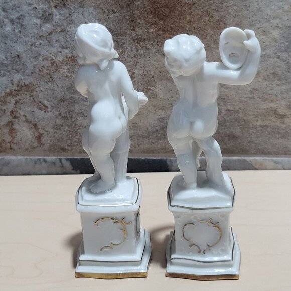 Vintage Pair Hutschenreuther Porcelain Cherubs Putti Four Seasons Figurine - Picture 6 of 11